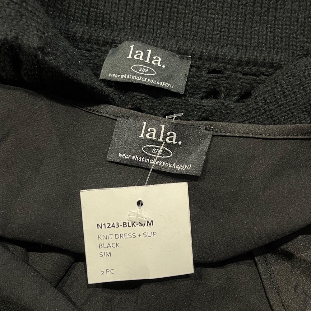 NEW Dressed in Lala Be Bold Oversized Knit Dress + Slip in Black Size S/M - Picture 6 of 7